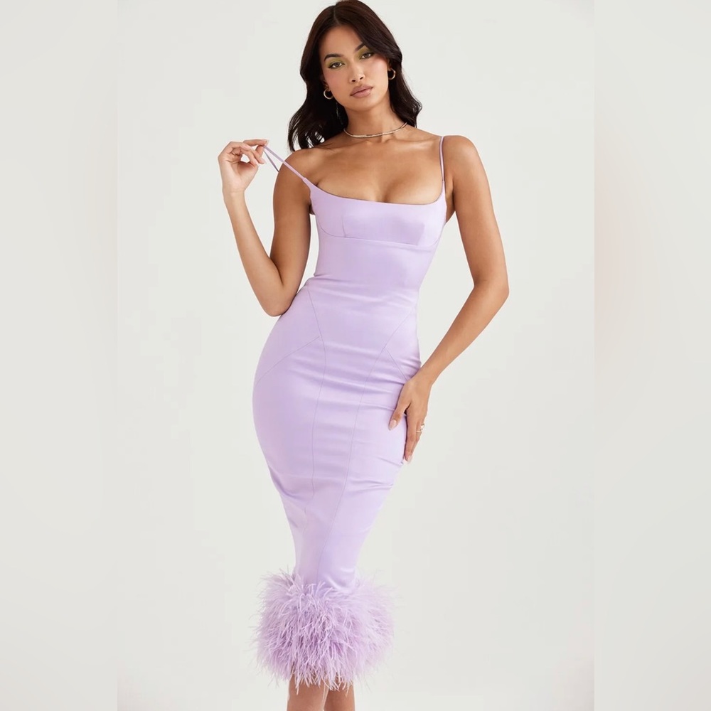 House of CB “Helena” Orchid Satin Midi Dress (XL)